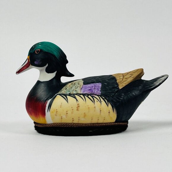 Set of 3 Ceramic Duck Figurines Hand Painted Mallard & Teal Wildlife Shelf Decor - Picture 8 of 10